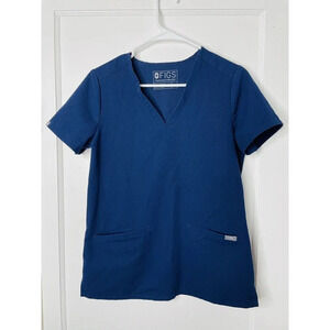 Figs Technical Collection Casma Three-Pocket Scrub Top Sz XS Blue Women Nurse